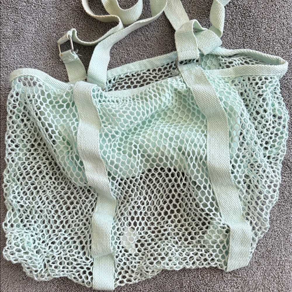 Mint Green Mesh Tote Bag
